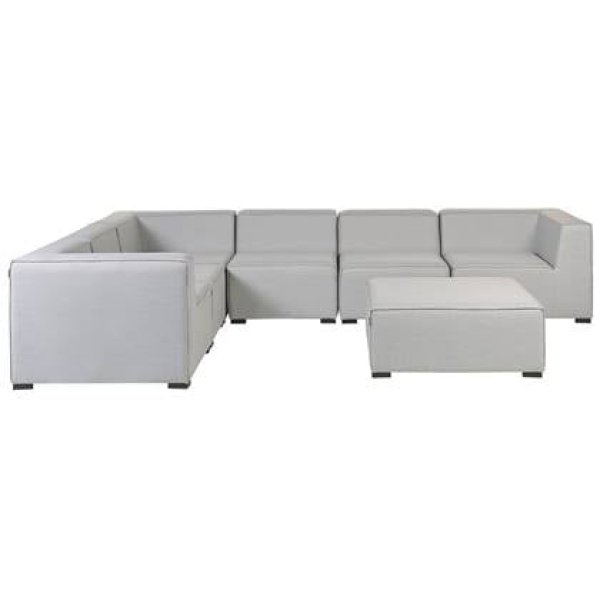 Beliani-AREZZO-Loungeset voor 7 Rechtszijdig-Lichtgrijs-Polyester