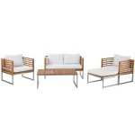 Beliani - BERMUDA - Loungeset voor 4 - Lichte houtkleur - Acaciahout