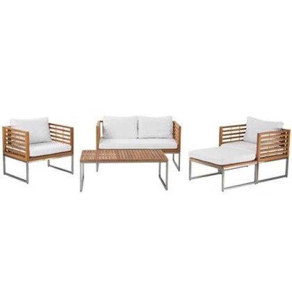 Beliani - BERMUDA - Loungeset voor 4 - Lichte houtkleur - Acaciahout