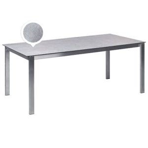 Beliani - COSOLETO - Tuintafel - Grijs - Glas|RVS