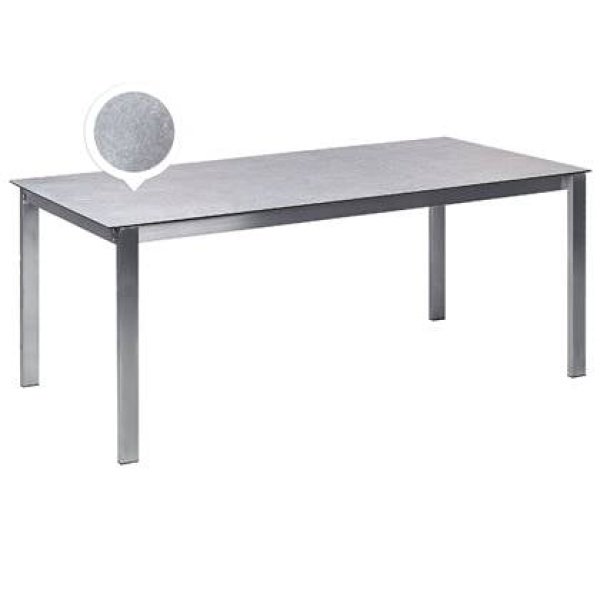 Beliani - COSOLETO - Tuintafel - Grijs - Glas|RVS