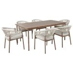 Beliani - FLAVIA - Tuinset 6-zits - Taupe|Donkerhout - Aluminium