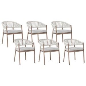 Beliani - FLAVIA - Tuinstoelen set van 6 - Donkerhout - Aluminium