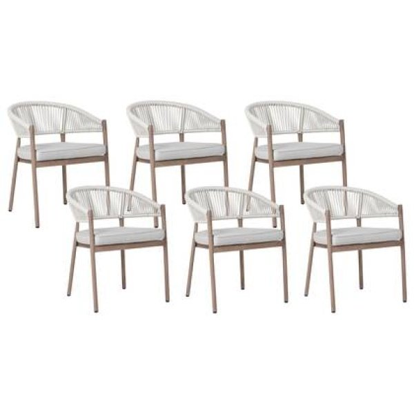 Beliani - FLAVIA - Tuinstoelen set van 6 - Donkerhout - Aluminium