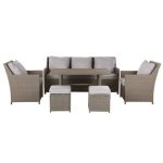 Beliani - FONTI - Loungeset voor 5 - Natuurlijk - PE rotan