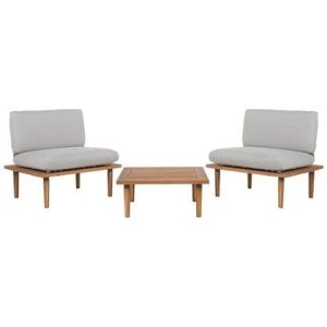 Beliani - FRASCATI - Loungeset voor 2 - Grijs - Acaciahout