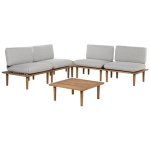 Beliani - FRASCATI - Loungeset voor 4 - Grijs - Acaciahout