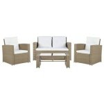 Beliani - LUCA - Loungeset voor 4 - Natuurlijk - PE rotan
