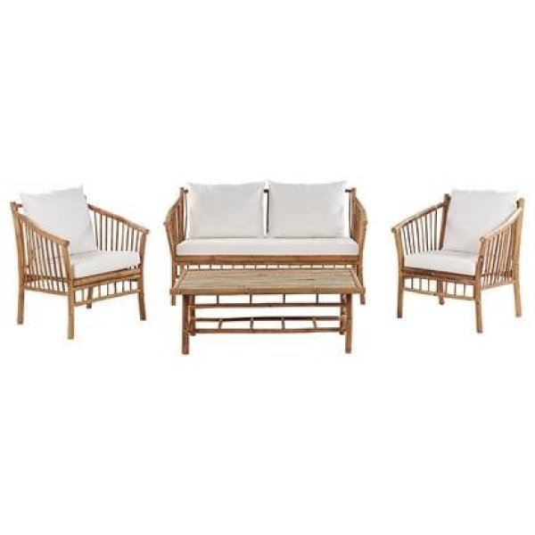Beliani - MAGGIORE - Loungeset voor 4 - Lichte houtkleur - Bamboehout