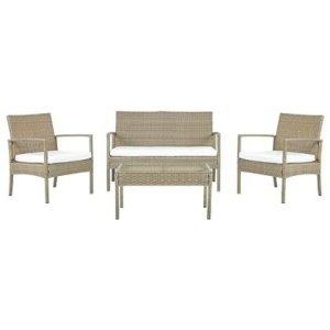Beliani - MARSALA - Loungeset voor 4 - Natuurlijk - PE rotan