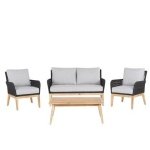 Beliani - MERANO - Loungeset voor 4 - Grijs - Acaciahout