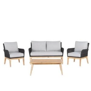 Beliani - MERANO - Loungeset voor 4 - Grijs - Acaciahout
