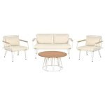 Beliani - MONTESILVANO - Loungeset voor 4 - Wit met Beige - Staal
