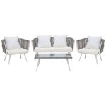 Beliani - RAGUSA - Loungeset voor 4 - Wit - PE rotan