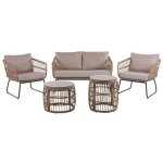 Beliani - RAVELLO - Loungeset voor 4 - Natuurlijk - PE rotan