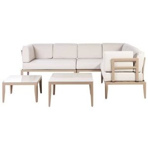 Beliani - RIMA III - Loungeset voor 6 - Lichtbeige - Aluminium