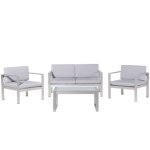 Beliani - SALERNO - Loungeset voor 4 - Grijs - Aluminium