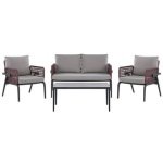 Beliani - SCIACCA - Loungeset voor 4 - Grijs - Aluminium