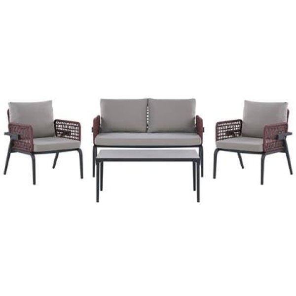 Beliani - SCIACCA - Loungeset voor 4 - Grijs - Aluminium
