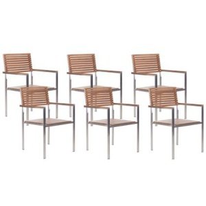 Beliani-VIAREGGIO II-Tuinstoel set van 6-Lichte houtkleur-Teakhout