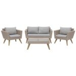 Beliani - VITTORIA - Loungeset voor 4 - Natuurlijk - PE rotan