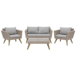Beliani - VITTORIA - Loungeset voor 4 - Natuurlijk - PE rotan