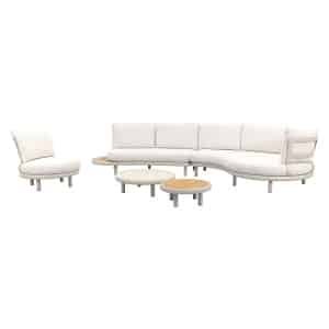 Breeze organische loungeset (L/R) met loungestoel - Naturel/Mokka