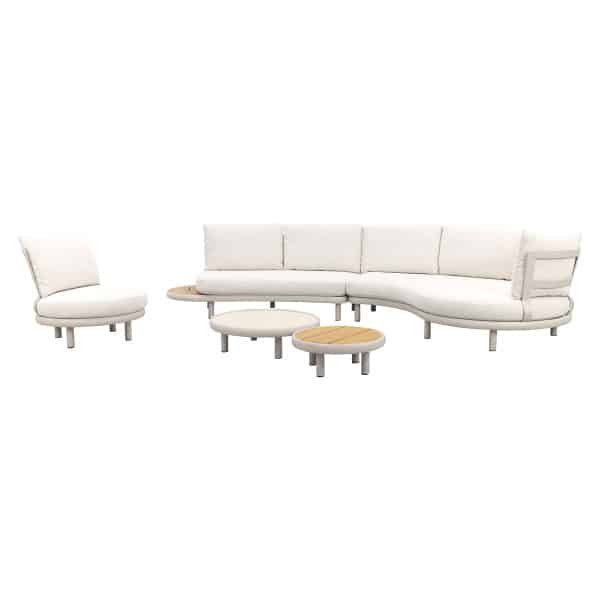 Breeze organische loungeset (L/R) met loungestoel - Naturel/Mokka