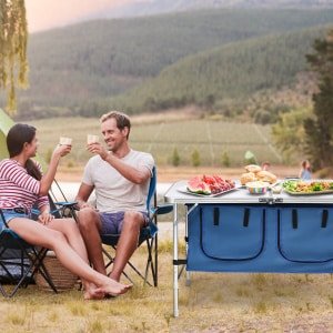 Campingtafel met Grote Opbergruimte Reiskeuken Alu Vouwtafel Tuin Tafel Donkerblauw
