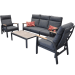 Carouge loungeset 4 delig teak antraciet lage tafel - Driesprong collection
