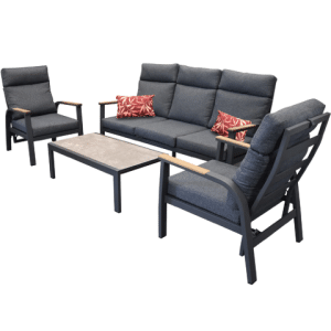 Carouge loungeset 4 delig teak antraciet lage tafel - Driesprong collection