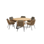 Cottage tuinset met teak ronde Basso tafel met alu poten | 4 Seasons Outdoor