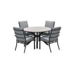 Edison tafel diameter122 cm carbon black/ light teak polyw - Garden impressions