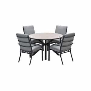 Edison tafel diameter122 cm carbon black/ light teak polyw - Garden impressions