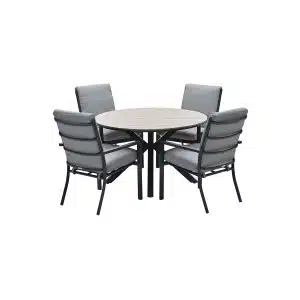 Edison tafel diameter122 cm carbon black/ light teak polyw - Garden impressions