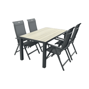 Hartman Milaan/Nola verstelbare tuinset 160x90 cm. - Antraciet/Houtlook