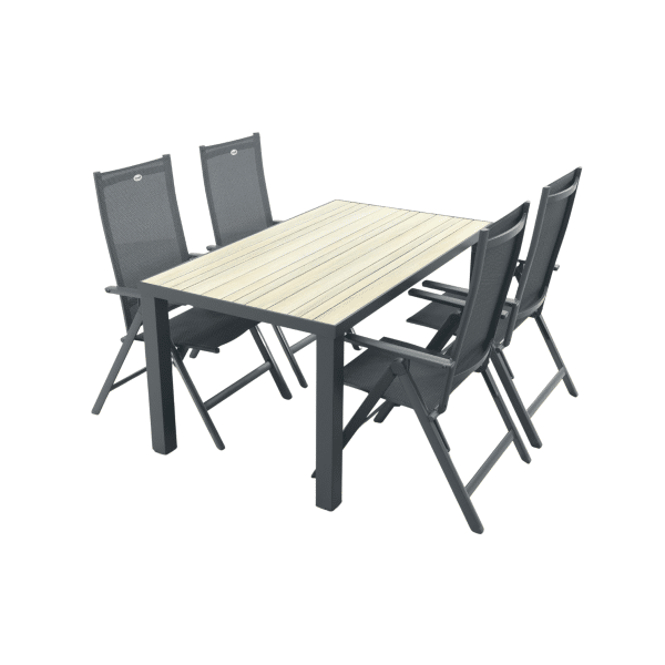 Hartman Napoli/Nola verstelbare tuinset 160x90 cm. - Antraciet/Houtlook