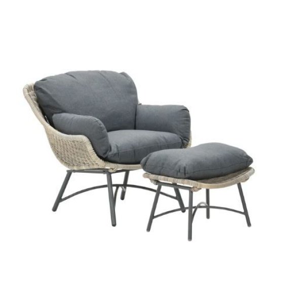 Logan fauteuil met voetenbank vw - Garden impressions