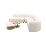 Madeira/Sara ronde loungeset rechts - Naturel Sunbrella/Teak