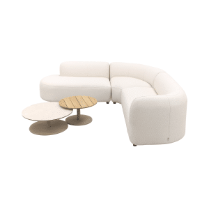 Madeira/Sara ronde loungeset rechts - Naturel Sunbrella/Teak