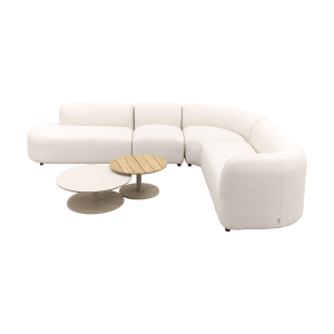 Madeira/Sara ronde loungeset rechts + tussenelement - Naturel Sunbrella/Teak