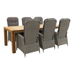 Memphis/Rome brown 240 cm. verstelbare tuinset - 7-delig