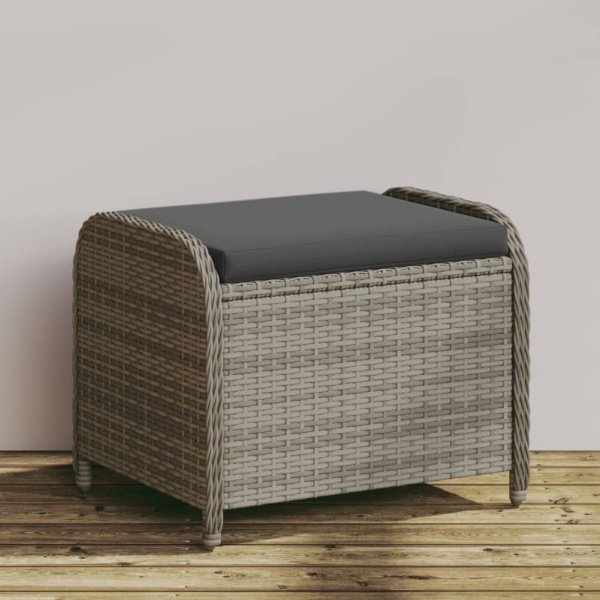 Tuinkruk met kussen 58x46x46 cm poly rattan grijs Tuinkruk met kussen 58x46x46 cm poly rattan grijs