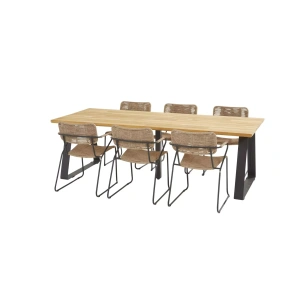 Tuinset Swing naturel met Basso teak tafel 240x100