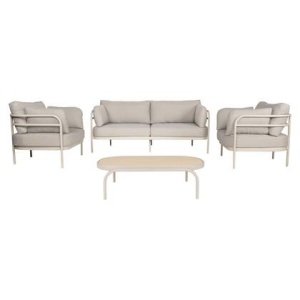 Zuiver Vista Tuin Loungeset bank + tafel + 2 fauteuils - Beige