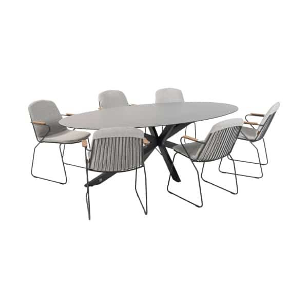 4 Seasons Veneto/Privada ovale tuinset - 240x107 cm. - stapelbaar