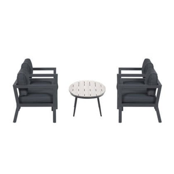5-delige loungeset Ridge -4 luxe lounge fauteuils inclusief salontafel