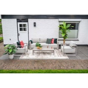 5-persoons stoel-bank loungeset - Levanto - taupe - Garden Impressions