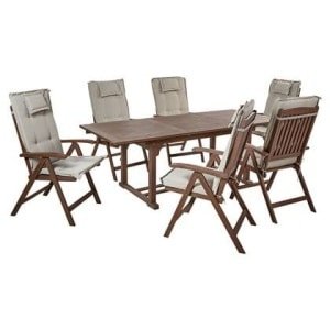 Beliani-AMANTEA-Tuinset voor 6-Donkere houtkleur|Taupe-Acaciahout