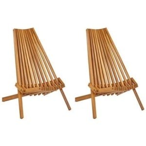 Beliani - BELLANO - Tuinstoel set van 2 - Lichthout - Acaciahout